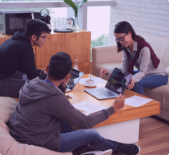 Team collaborating on AI and ML projects